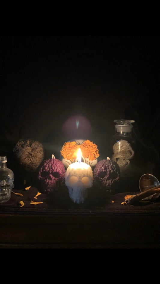 Gathered Bones Skull Candle