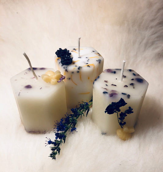 Ritual Pillar Candles ~ with Crystals & Herbs