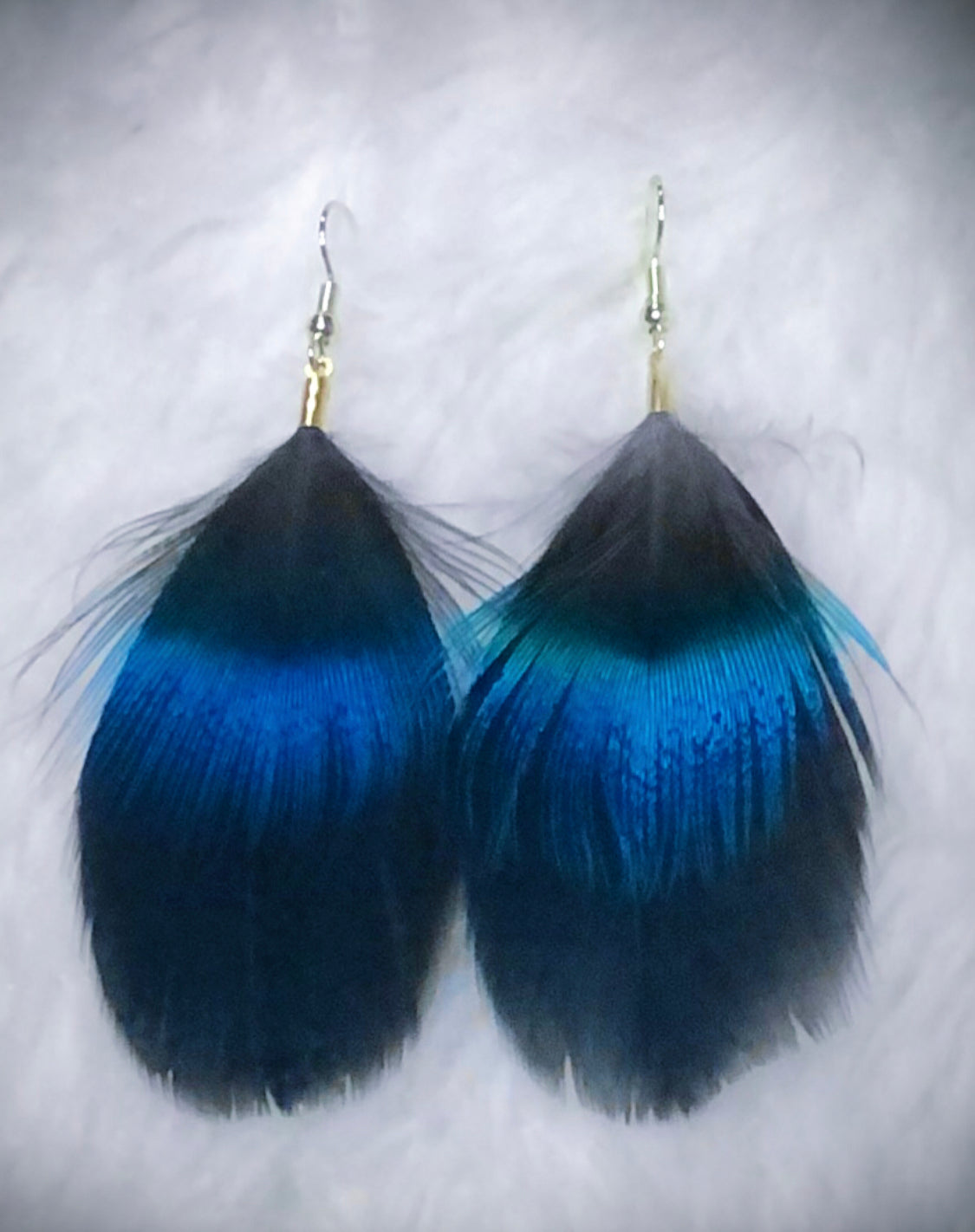 Snow Goose & Peacock Feather Earrings