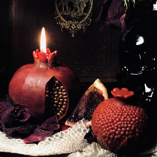 Pomegranate Beeswax Ritual Candle -Fruit for the Dead