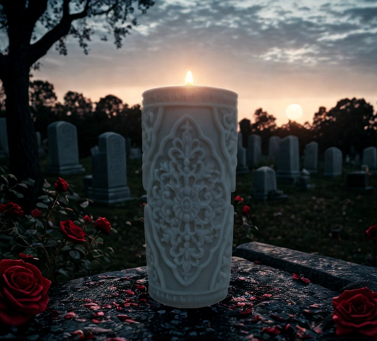 MOONLIGHT MOURNING - Ornate Beeswax Pillar Candle