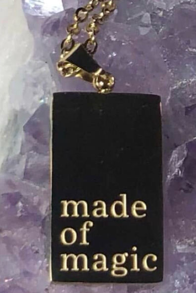 "MADE OF MAGIC" 18K Gold Plated Inspirational Engraved Pendant Necklace