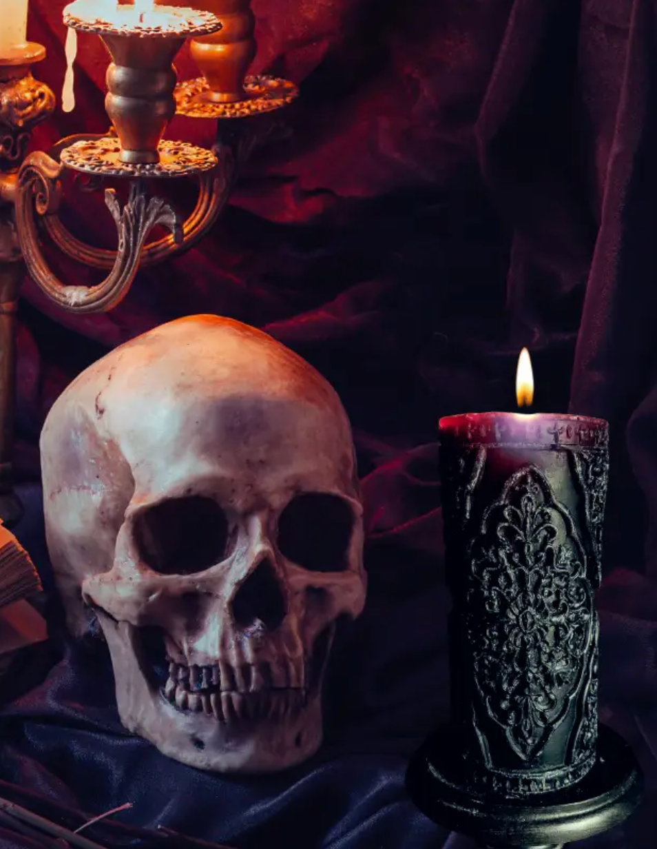 MIDNIGHT MOURNING - Ornate Ritual Beeswax Pillar Candle