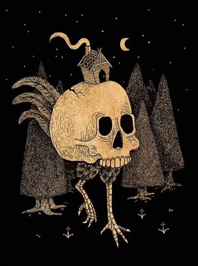Baba Yaga Witch Hut Wall Art Canvas