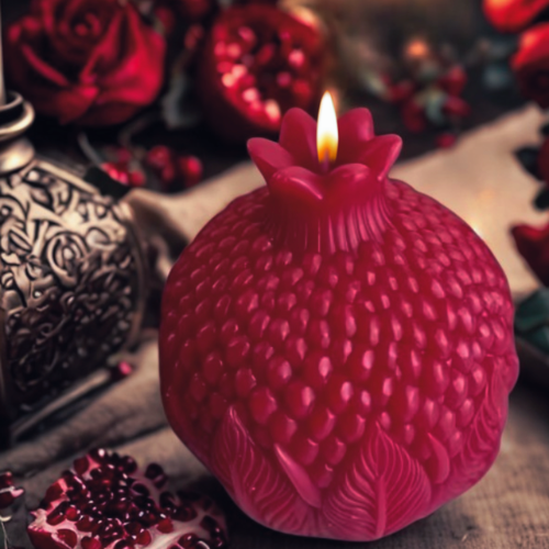 Pomegranate Beeswax Ritual Candle -Fruit for the Dead