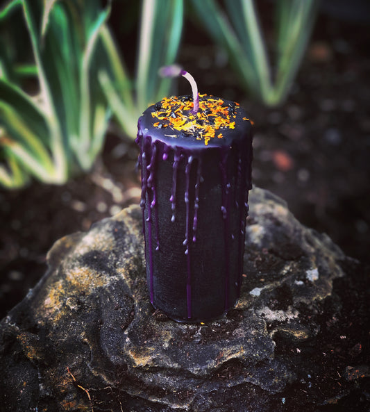 Ritual Pillar Candles ~ with Crystals & Herbs