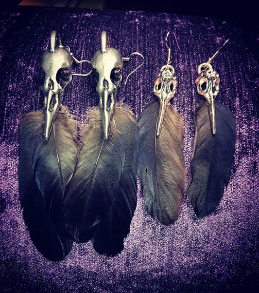 ~Winged Messenger~ Crow feather earrings