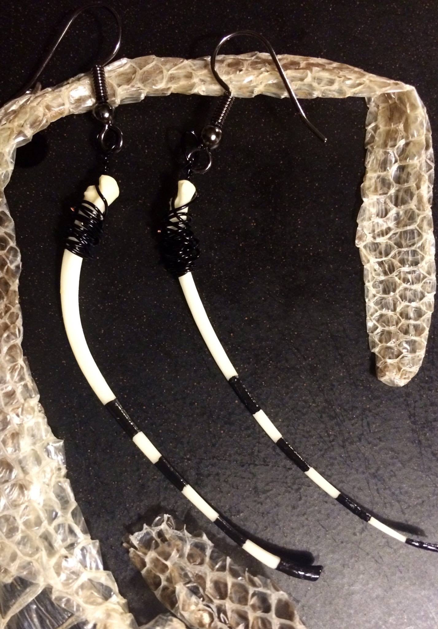 ~CirqueHisss~ Handpainted Snake rib earrings