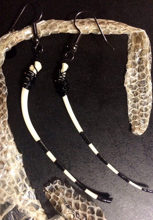 ~CirqueHisss~ Handpainted Snake rib earrings